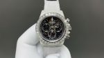 PPM Factory Rolex Vintage Black Face Transparent Diamond Bezel White Band Watch